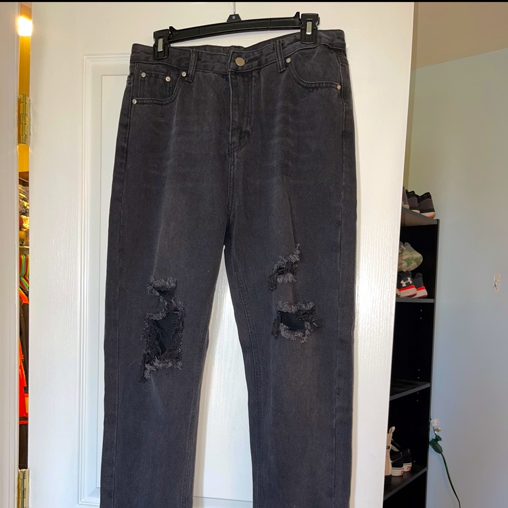 Black High Rise Straight Leg Jean